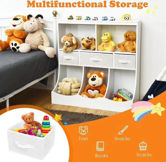 Alt view image 4 of 7 - SlickBlue Freestanding Combo Cubby Bin Storage Organizer Unit W/3 Baskets