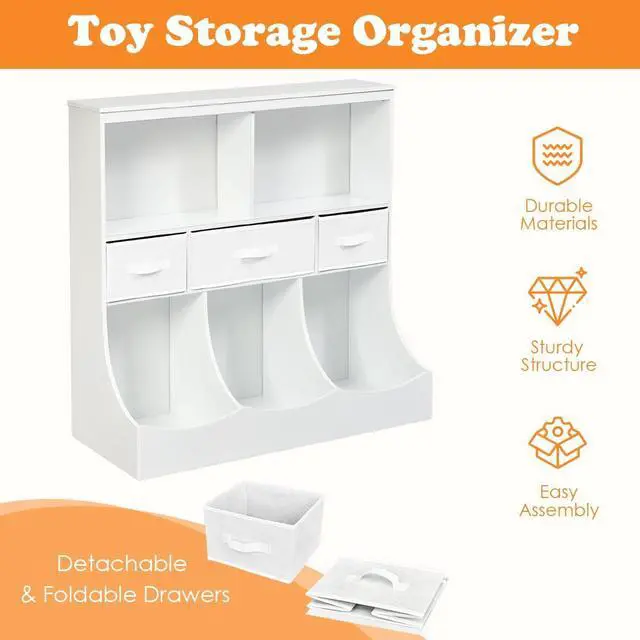 Alt view image 6 of 7 - SlickBlue Freestanding Combo Cubby Bin Storage Organizer Unit W/3 Baskets