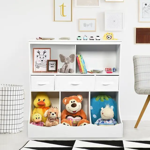 Alt view image 7 of 7 - SlickBlue Freestanding Combo Cubby Bin Storage Organizer Unit W/3 Baskets