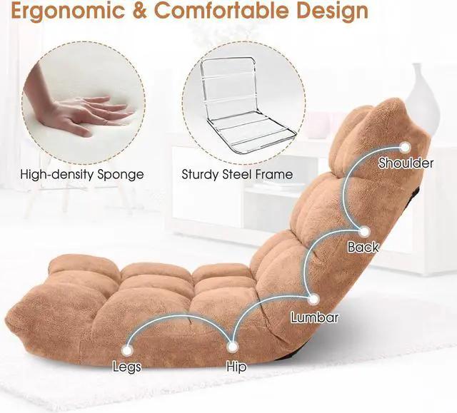 Alt view image 7 of 7 - SlickBlue Adjustable 14-position Cushioned Floor Chair
