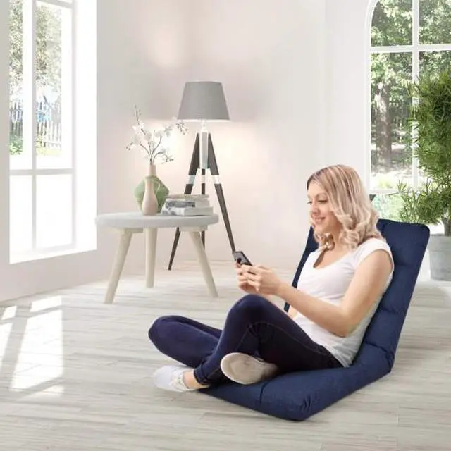 Alt view image 2 of 3 - SlickBlue 14-Position Adjustable Cushioned Floor Lazy Sofa Chair-Blue