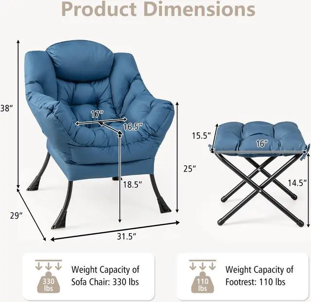 Alt view image 4 of 7 - SlickBlue Modern Accent Sofa Chair with Folding Footrest and Side Pocket