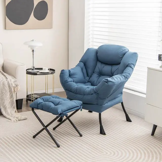 Alt view image 3 of 7 - SlickBlue Modern Accent Sofa Chair with Folding Footrest and Side Pocket