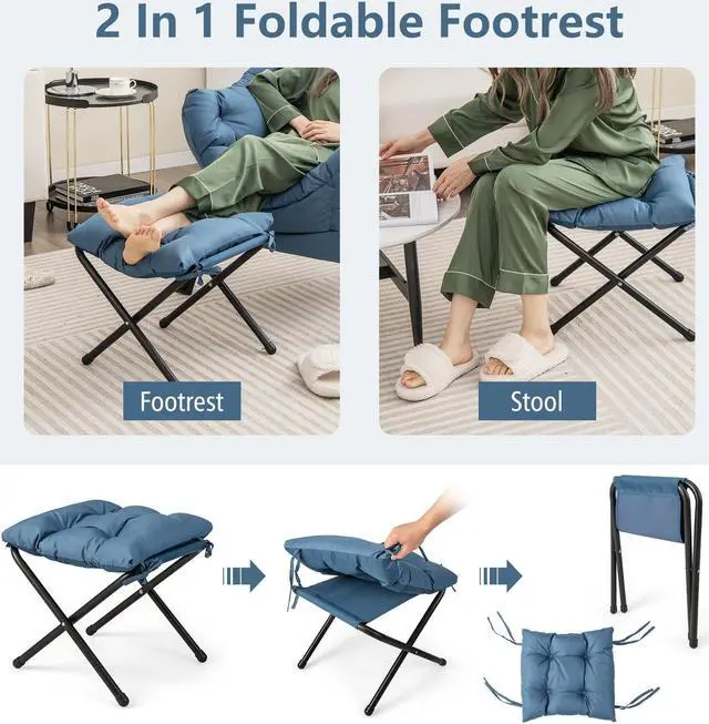 Alt view image 7 of 7 - SlickBlue Modern Accent Sofa Chair with Folding Footrest and Side Pocket