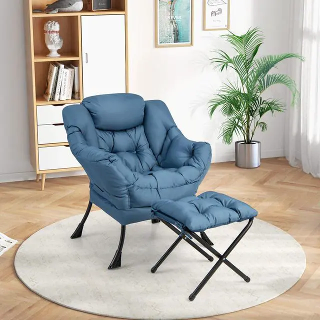 Alt view image 5 of 7 - SlickBlue Modern Accent Sofa Chair with Folding Footrest and Side Pocket