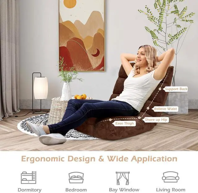 Alt view image 4 of 7 - SlickBlue Adjustable 14-position Cushioned Floor Chair