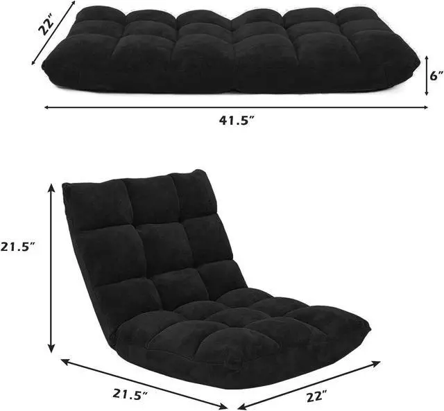 Alt view image 6 of 7 - SlickBlue Adjustable 14-Position Floor Chair Folding Lazy Gaming Sofa Chair