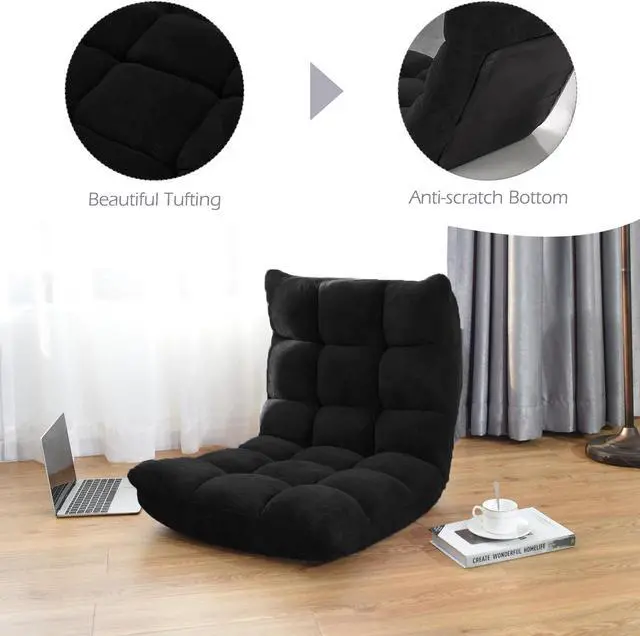 Alt view image 7 of 7 - SlickBlue Adjustable 14-Position Floor Chair Folding Lazy Gaming Sofa Chair