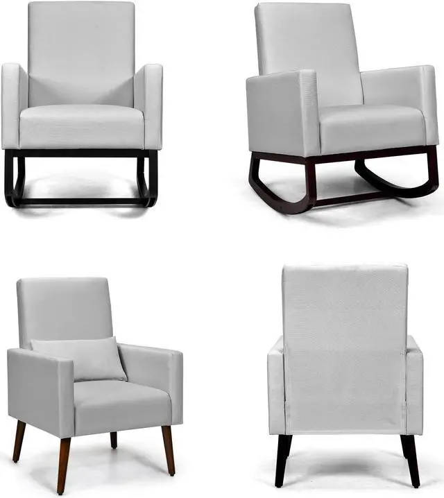 Alt view image 4 of 7 - SlickBlue 2-in-1 Fabric Upholstered Rocking Chair with Pillow