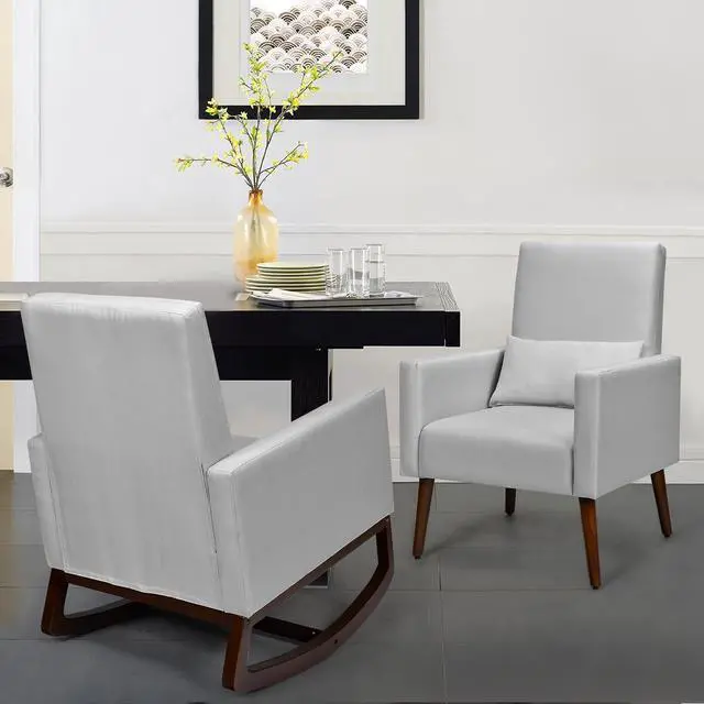 Alt view image 2 of 7 - SlickBlue 2-in-1 Fabric Upholstered Rocking Chair with Pillow