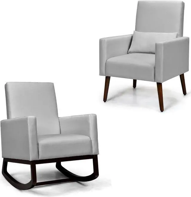 Main image of SlickBlue 2-in-1 Fabric Upholstered Rocking Chair with Pillow