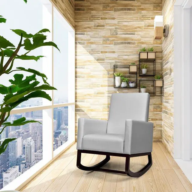 Alt view image 7 of 7 - SlickBlue 2-in-1 Fabric Upholstered Rocking Chair with Pillow