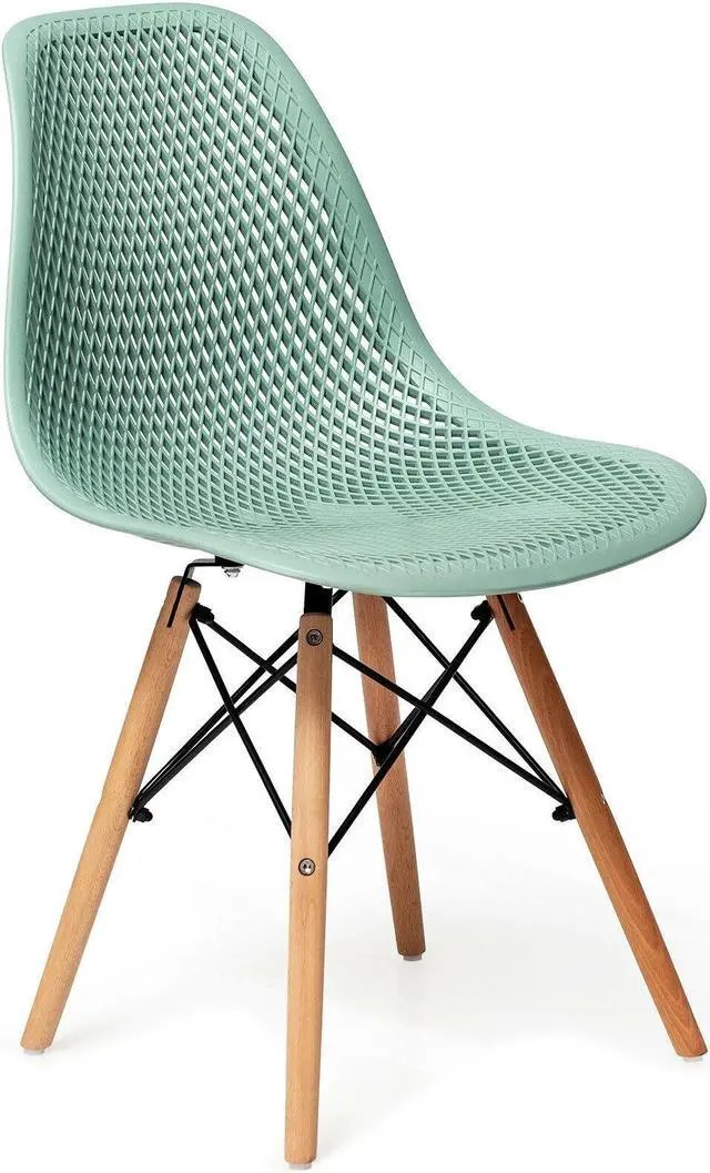 Alt view image 4 of 7 - SlickBlue 2 Pcs Modern Plastic Hollow Chair Set with Wood Leg