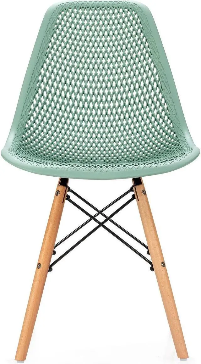 Alt view image 4 of 7 - SlickBlue 4 Pieces Modern Plastic Hollow Chair Set with Wood Leg
