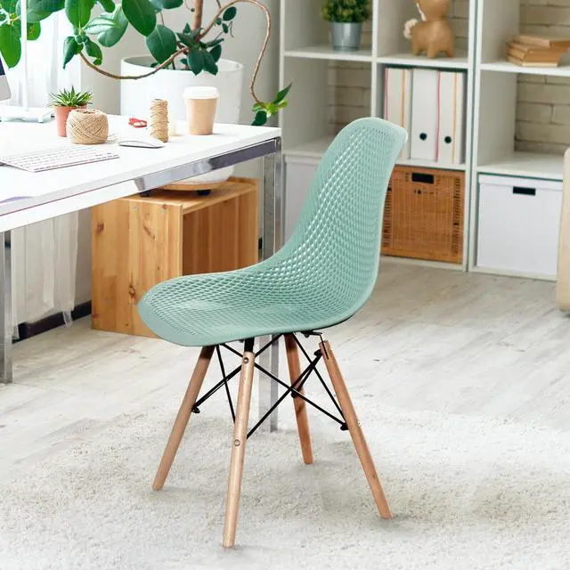 Alt view image 3 of 7 - SlickBlue 4 Pieces Modern Plastic Hollow Chair Set with Wood Leg