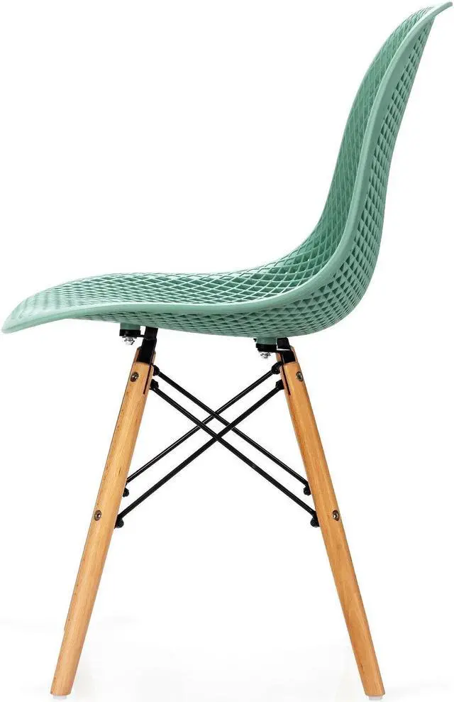 Alt view image 6 of 7 - SlickBlue 4 Pieces Modern Plastic Hollow Chair Set with Wood Leg