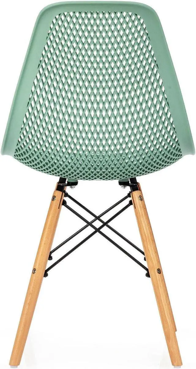 Alt view image 7 of 7 - SlickBlue 4 Pieces Modern Plastic Hollow Chair Set with Wood Leg