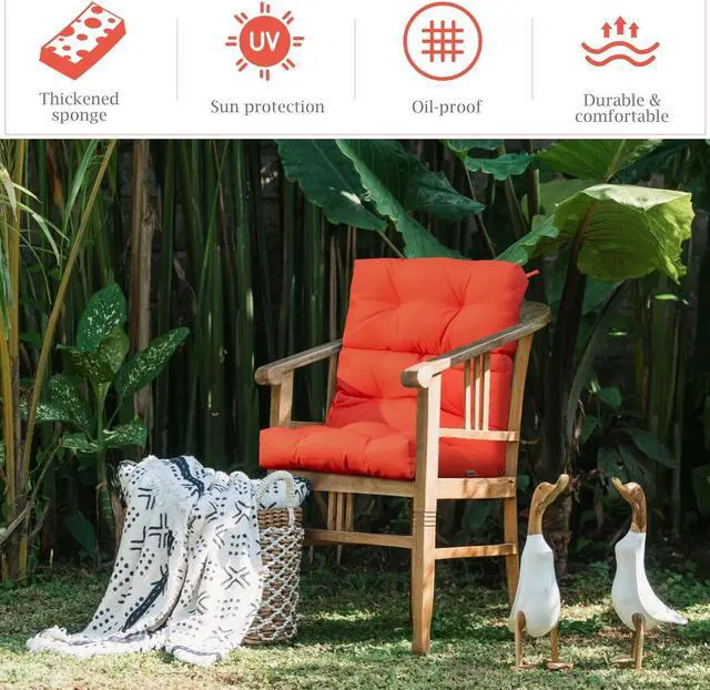 Alt view image 4 of 7 - SlickBlue 22 x 44 Inch Tufted Outdoor Patio Chair Seating Pad