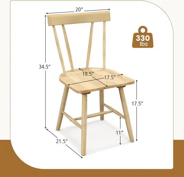 Alt view image 4 of 7 - SlickBlue Windsor Style Armless Chairs with Solid Rubber Wood Frame