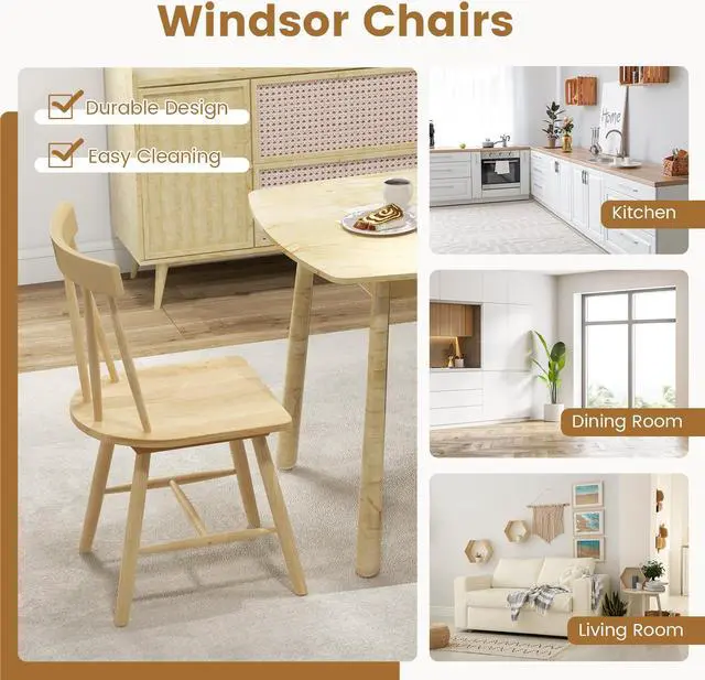 Alt view image 5 of 7 - SlickBlue Windsor Style Armless Chairs with Solid Rubber Wood Frame