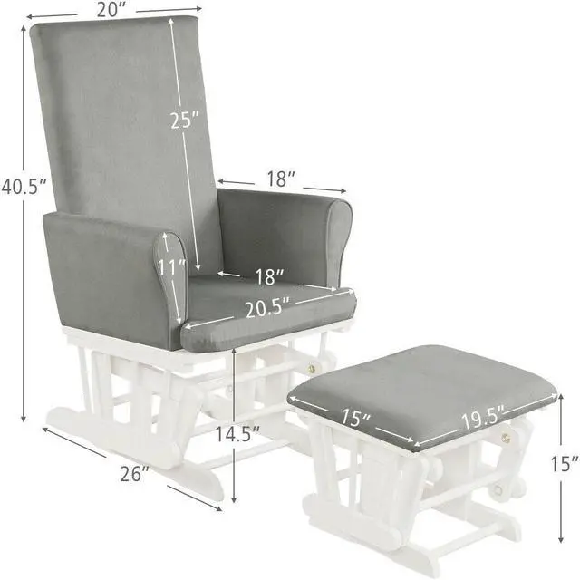 Alt view image 5 of 7 - SlickBlue Baby Nursery Relax Rocker Rocking Chair Glider and Ottoman Cushion Set