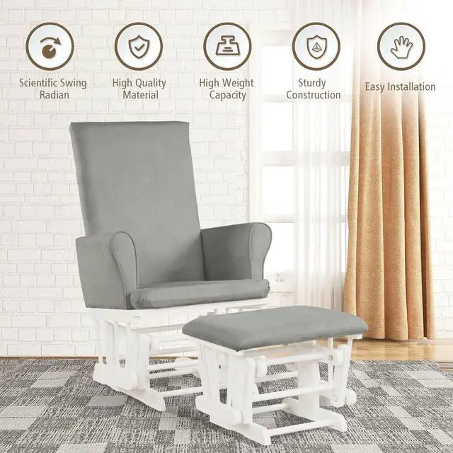 Alt view image 6 of 7 - SlickBlue Baby Nursery Relax Rocker Rocking Chair Glider and Ottoman Cushion Set