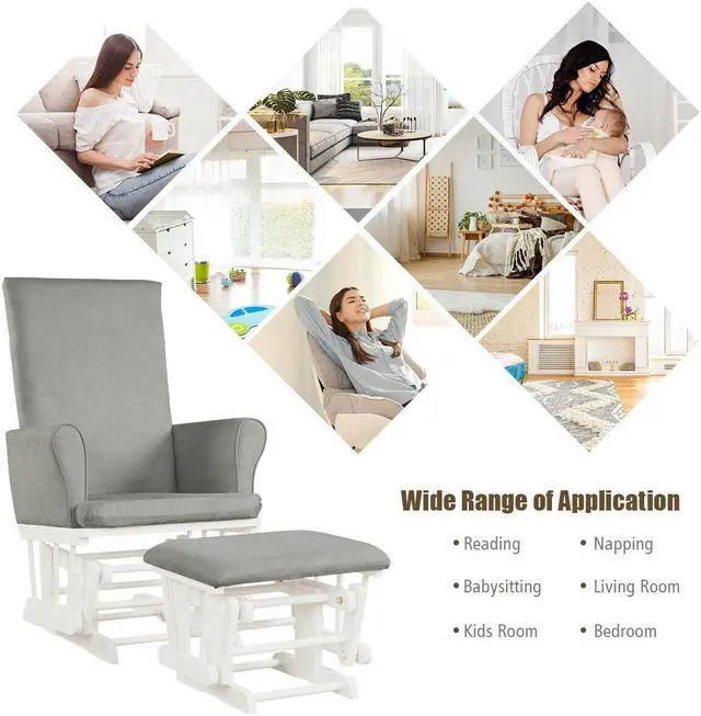 Alt view image 7 of 7 - SlickBlue Baby Nursery Relax Rocker Rocking Chair Glider and Ottoman Cushion Set
