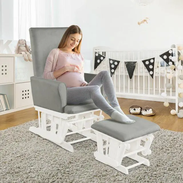 Alt view image 3 of 7 - SlickBlue Baby Nursery Relax Rocker Rocking Chair Glider and Ottoman Cushion Set