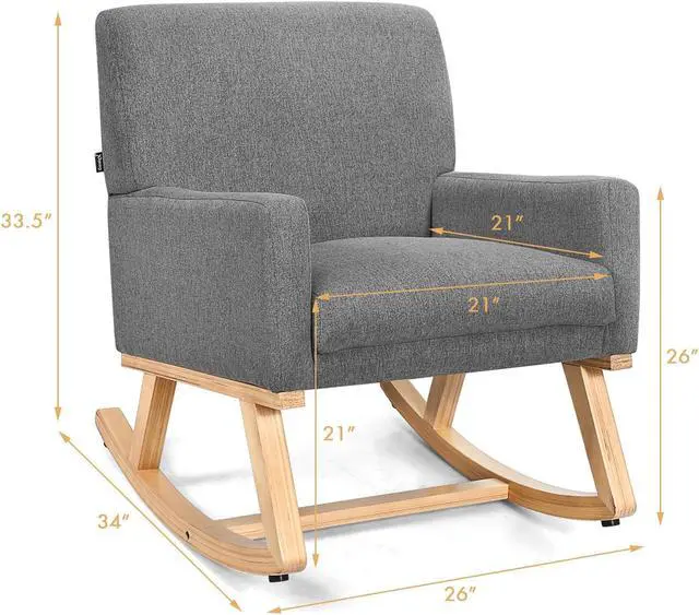 Main image of SlickBlue Upholstered Rocking Chair with and Solid Wood Base