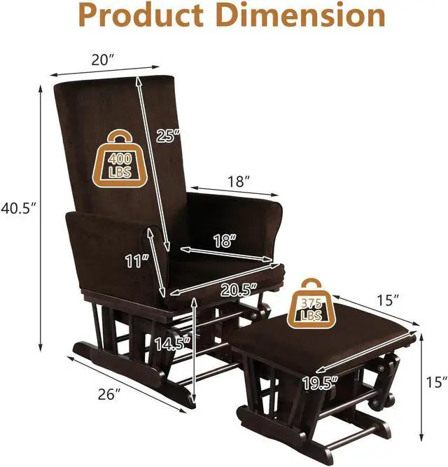 Alt view image 4 of 7 - SlickBlue Baby Nursery Relax Rocker Rocking Chair Glider and Ottoman Cushion Set