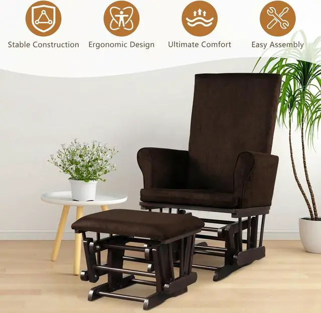 Alt view image 6 of 7 - SlickBlue Baby Nursery Relax Rocker Rocking Chair Glider and Ottoman Cushion Set