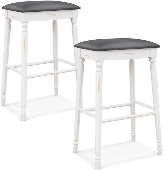 Main image of SlickBlue Bar Stool Set of 2 with Padded Seat Cushions and Wood Legs-29 inches