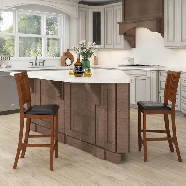 Alt view image 3 of 7 - SlickBlue 2-Piece Bar Chair Set Counter Height Bar Stool with Backrest-Walnut