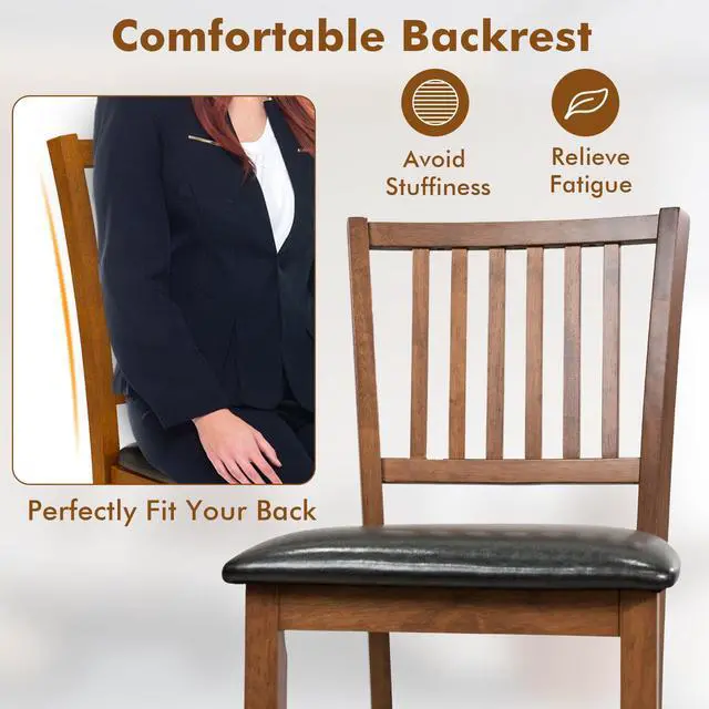 Alt view image 7 of 7 - SlickBlue 2-Piece Bar Chair Set Counter Height Bar Stool with Backrest-Walnut