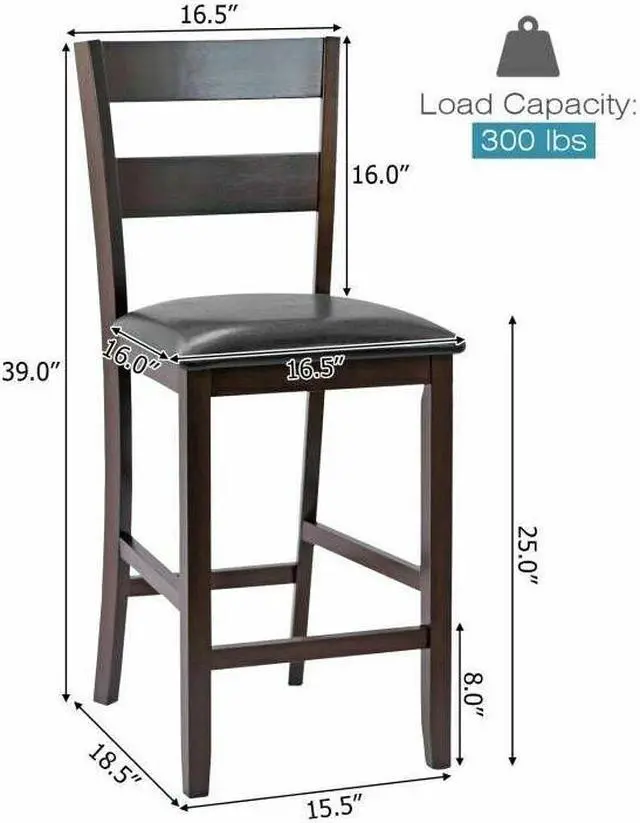 Alt view image 5 of 7 - SlickBlue 2-Pieces Upholstered Bar Stools Counter Height Chairs with PU Leather Cover