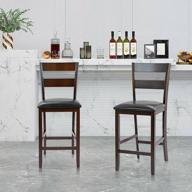 Alt view image 6 of 7 - SlickBlue 2-Pieces Upholstered Bar Stools Counter Height Chairs with PU Leather Cover