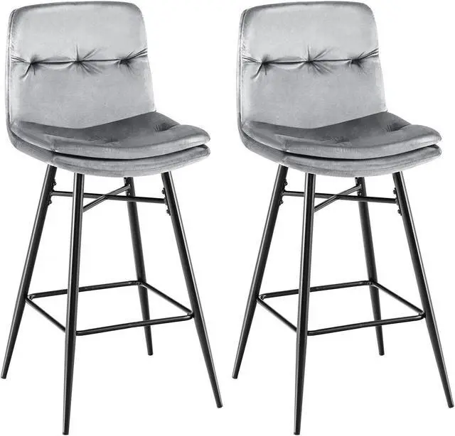 Main image of SlickBlue 2 Pieces 29 Inch Velvet Bar Stools Set with Tufted Back and Footrests