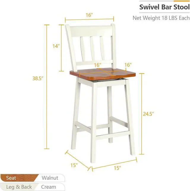 Alt view image 3 of 7 - SlickBlue 24.5 Inches Set of 2 Swivel Bar Stools with 360Â° Swiveling