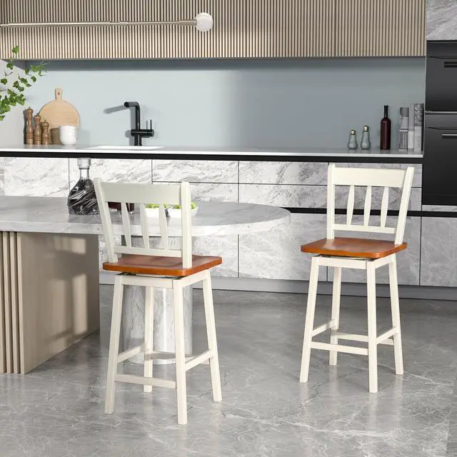 Alt view image 4 of 7 - SlickBlue 24.5 Inches Set of 2 Swivel Bar Stools with 360Â° Swiveling