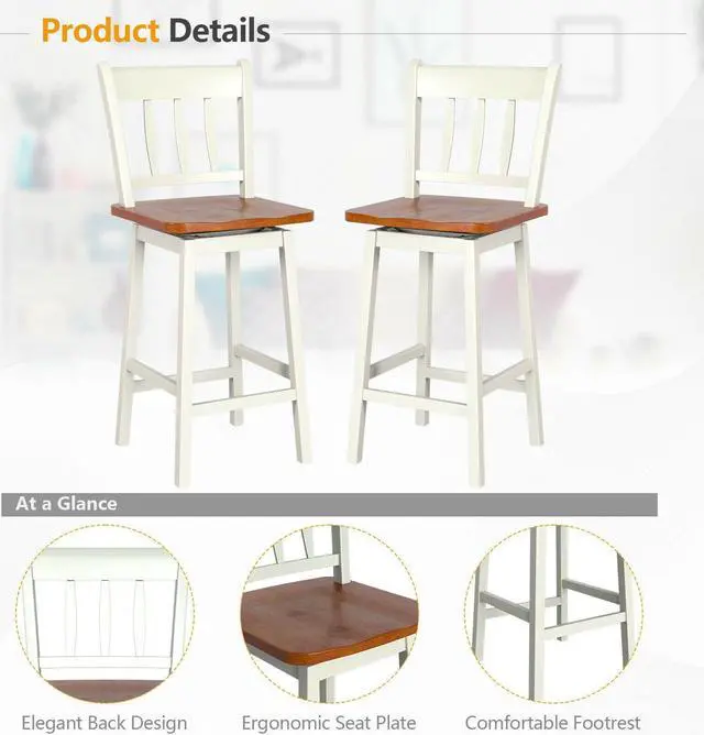 Alt view image 6 of 7 - SlickBlue 24.5 Inches Set of 2 Swivel Bar Stools with 360Â° Swiveling