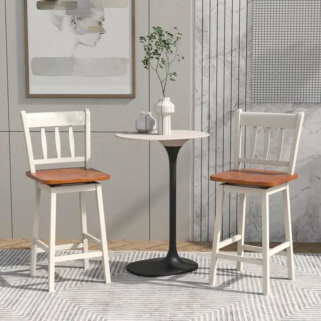 Alt view image 2 of 7 - SlickBlue 24.5 Inches Set of 2 Swivel Bar Stools with 360Â° Swiveling