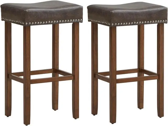 Main image of SlickBlue Upholstered Bar Stools Set of 2 with Footrests for Counter