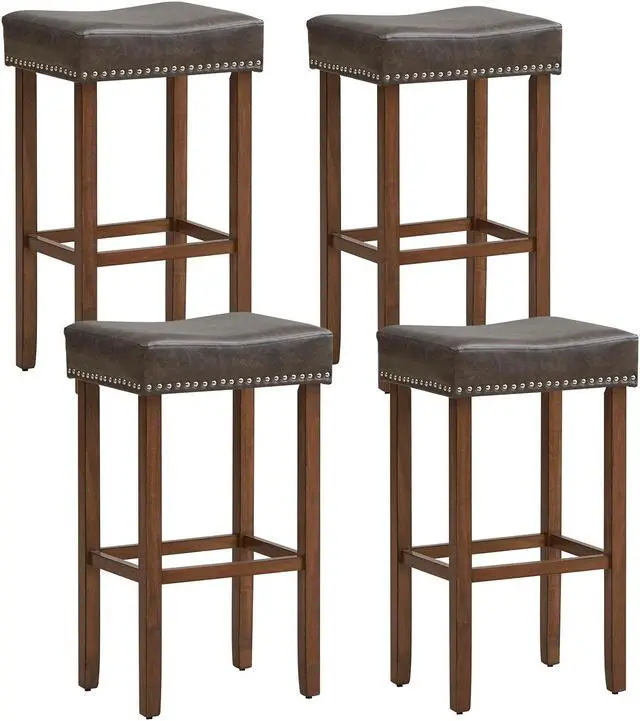Alt view image 4 of 7 - SlickBlue Upholstered Bar Stools Set of 2 with Footrests for Counter