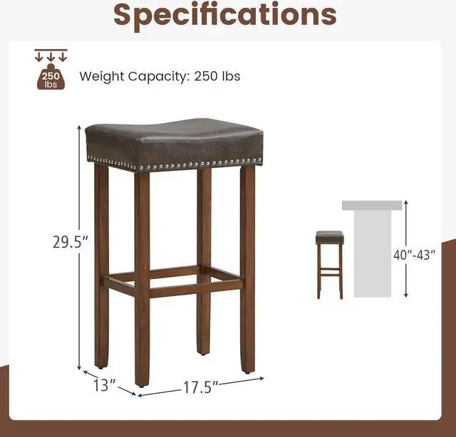 Alt view image 5 of 7 - SlickBlue Upholstered Bar Stools Set of 2 with Footrests for Counter