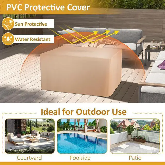 Alt view image 7 of 7 - SlickBlue 52 Inch Rattan Wicker Propane Fire Pit Table with Rain Cover and Lava Rock-Black