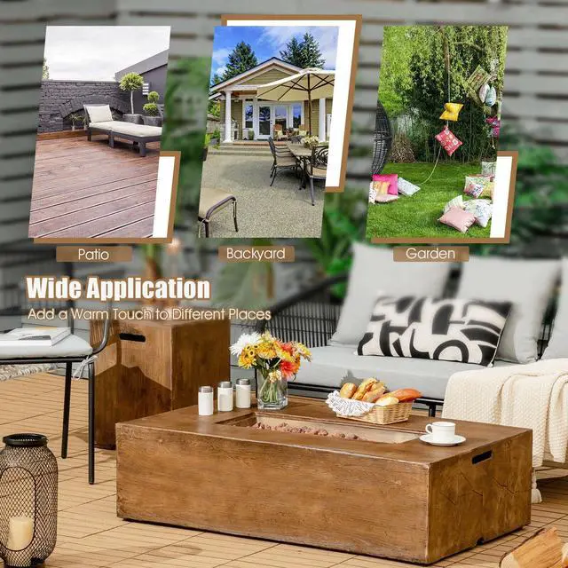 Alt view image 4 of 7 - SlickBlue 48 x 27 Inch Outdoor Gas Fire Pit Table 50 000 BTU with Lava Rocks and Cover
