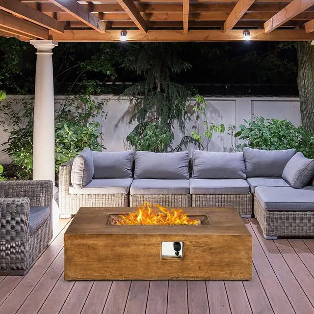 Alt view image 5 of 7 - SlickBlue 48 x 27 Inch Outdoor Gas Fire Pit Table 50 000 BTU with Lava Rocks and Cover
