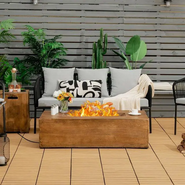 Alt view image 2 of 7 - SlickBlue 48 x 27 Inch Outdoor Gas Fire Pit Table 50 000 BTU with Lava Rocks and Cover