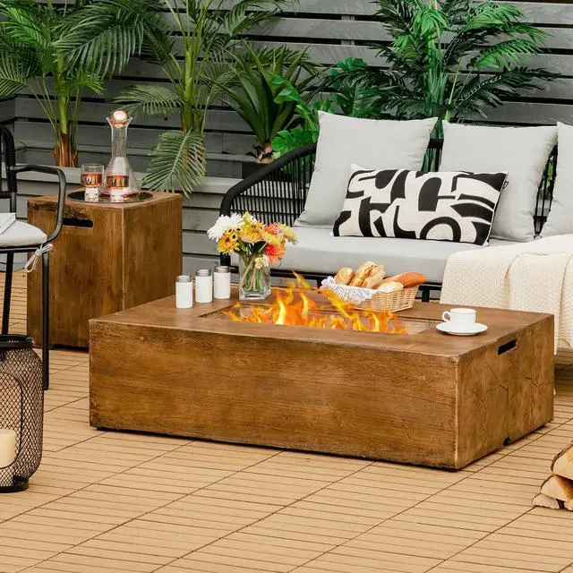 Alt view image 3 of 7 - SlickBlue 48 x 27 Inch Outdoor Gas Fire Pit Table 50 000 BTU with Lava Rocks and Cover