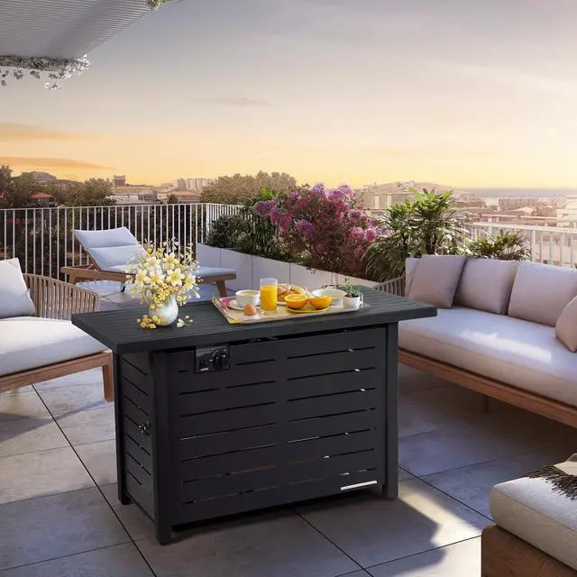 Alt view image 4 of 7 - SlickBlue 42 Inch 60 000 BTU Rectangular Propane Fire Pit Table with Waterproof Cover